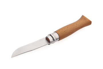 Knife with wooden-handle isolated on white