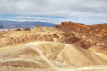 Yellow sand formations in Zabriskie Point in Death Valley National Park, California, USA