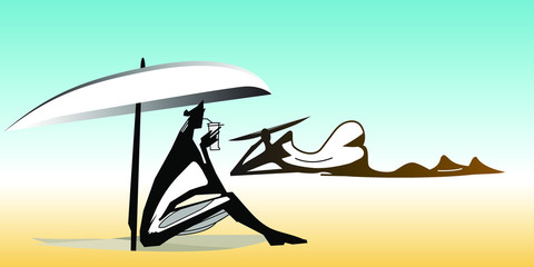 sketch of the figures on the beach