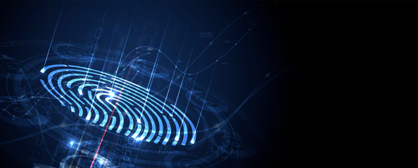 Abstract fingerprint technology business background. Circuit security style