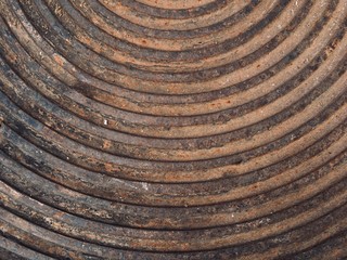 Grunge rusted metal texture circle ring pattern of metal circle drain cap for background