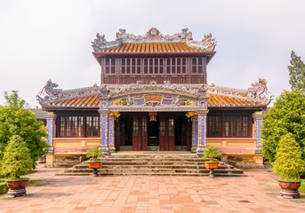 One of the palaces in Hoàng thành (Imperial City) a walled citadel built in 1804 in Hue, Vietnam.