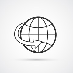 Globe worldwide flat line icon. Vector eps10