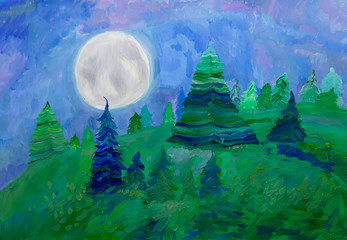  Moonlit night in the forest