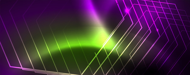 Shiny glowing design background, neon style lines, technology concept, vector