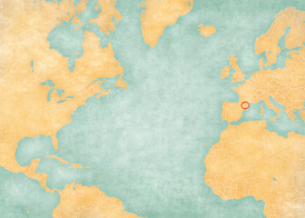 Map of North Atlantic Ocean - Andorra