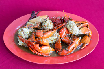 Serving of simple sweet and sour chili crab