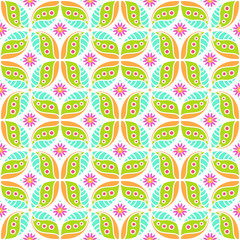 Vector abstract floral seamless pattern, ornamental background, repeat geometric tiles, flower figures, curved lines, grid, lattice. Elegant monochrome ornament texture.