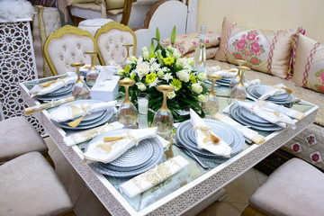 Table set for an event party or wedding reception