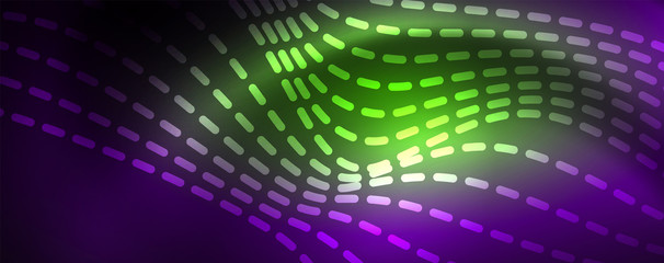 Fototapeta premium Neon vector wave lines abstract background, magic futuristic techno design