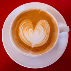 Cappuccino with Heart in White Mug