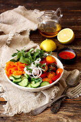 Healthy food. Fresh salad with vegetables