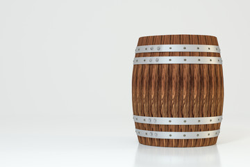 Wooden winery barrel with white background, 3d rendering
