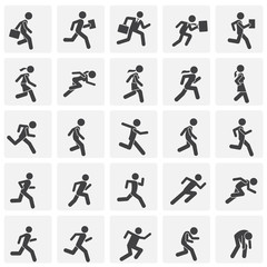Running related icons set on background for graphic and web design. Simple illustration. Internet concept symbol for website button or mobile app.