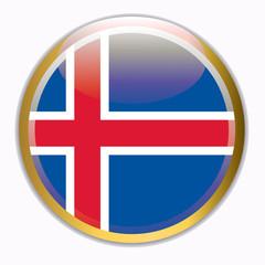 Bright button with flag of Iceland. Happy Iceland day button. Button with flag. Illustration.