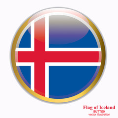 Bright button with flag of Iceland. Happy Iceland day button. Button with flag. Vector illustration.