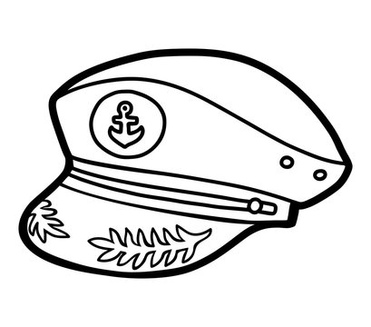 recommend clip art: Coloring book, cartoon headwear, Captain hat