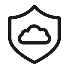 cloud in security shield - minimal line web icon. simple vector illustration. concept for infographic, website or app.