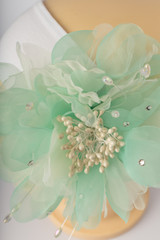 Head of child mannequin with bandage for girls on white background.