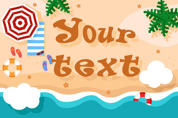 Fototapeta premium Sandy beach near the sea top view. Place for text