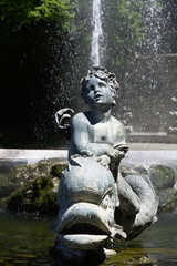 Statue at water fountain at the Angel of Peace (Friedensengel9 monument in Munich, Germany