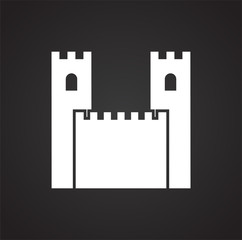 Castle icon on background for graphic and web design. Simple illustration. Internet concept symbol for website button or mobile app.