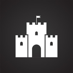 Castle icon on background for graphic and web design. Simple illustration. Internet concept symbol for website button or mobile app.