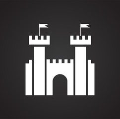 Castle icon on background for graphic and web design. Simple illustration. Internet concept symbol for website button or mobile app.