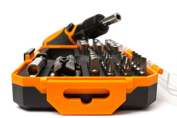 Naklejka premium folding screwdriver set with different nozzles