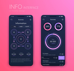 Vector graphics mobile infographics with two and four options. Template for creating mobile applications, workflow layout, diagram, banner, web design, business reports with 2 and 4 steps