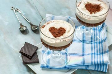 Coffee liqueur and chocolate cream dessert.