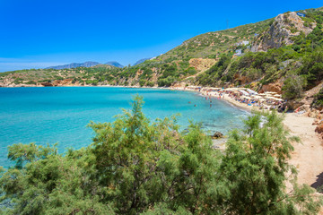 Fototapeta na wymiar Tropical beach of Voulisma beach, Istron, Crete, Greece.