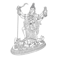 Fototapeta na wymiar Indian hindi goddess Kali also known as the Dark Mother. Vector illustration.
