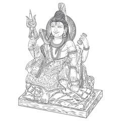 Fototapeta na wymiar Lord Shiva, hand drawn classic Maha Shiwaratri background. Maha Shivratri festival. Isolated. Vector.