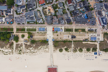 Sandy beach coastline city.