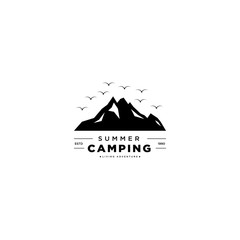 Fototapeta na wymiar mountain and outdoor adventures logo mountain labels and design elements