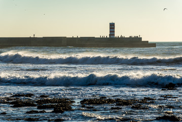 Obraz premium Small lighthouse in Foz do Douro parish in Porto, Portugal