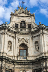 Fototapeta na wymiar Main facade of Saint Placidus Church in Catania, Sicily, Italy