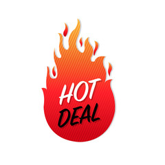 Hot Deals Label Isolated White Background