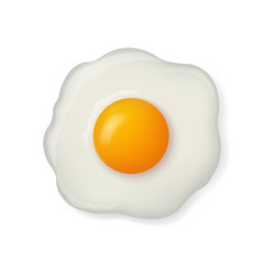 Fried Egg Isolated On White Background