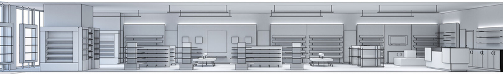 shop, store, shopping mall, interior visualization, 3D illustration