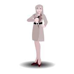 Fototapeta premium Happy International Woman Day. Woman flat cartoon character on isolated background. Illustration of girl in work dresses, secretaries and gestures presented. For further editing. Business people.