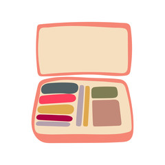 Pink packed luggage, top view