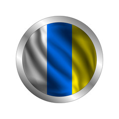 Waving Canary islands flag, the flag of Canary islands, vector illustration