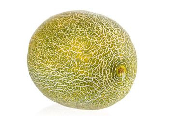 close-up view of fresh melon isolated on white background.