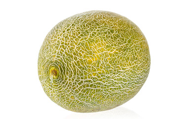 close-up view of fresh melon isolated on white background.