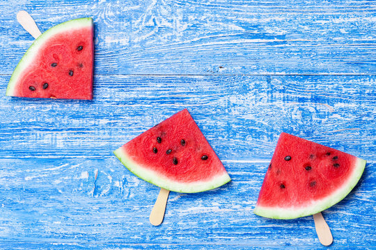 watermelon triangles with a stick