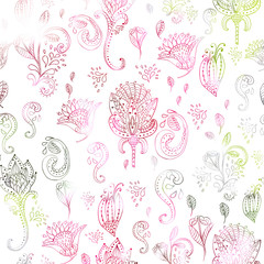 Hand-drawn autentic flower Surface pattern with magic blossom