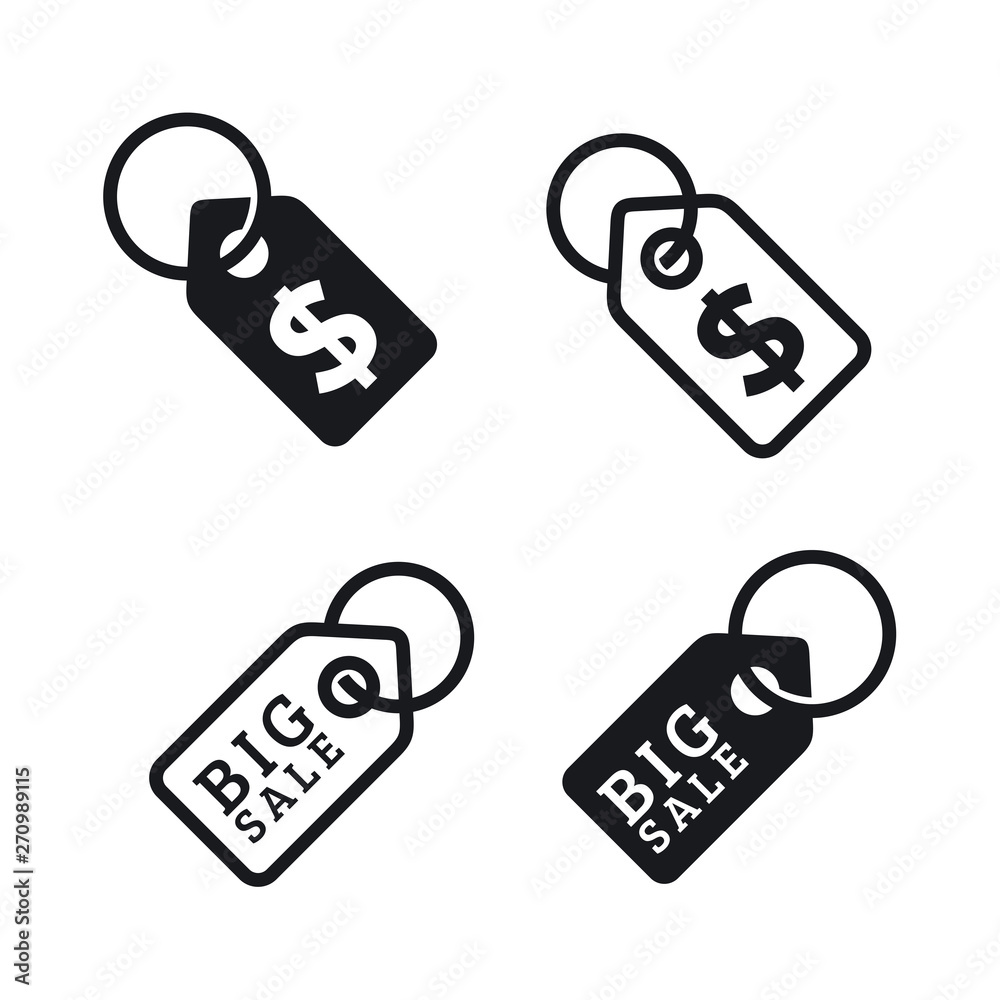 Aufkleber label set icon. price tag icon line symbol vector on white background