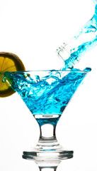 blue drink in glass	